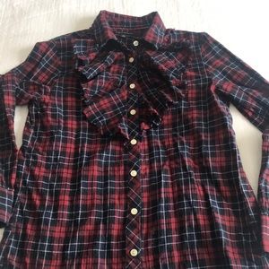 Banana Republic plaid ruffle button down